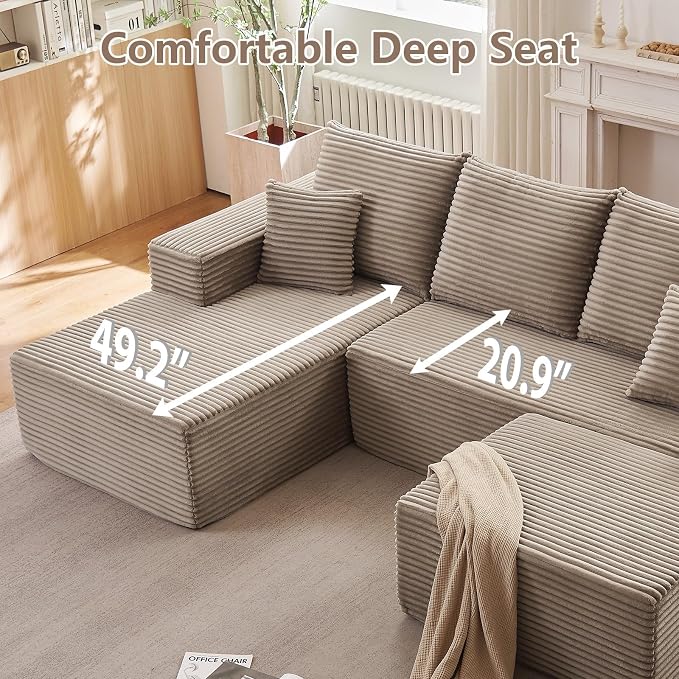 107" Cloud Modular Sectional Couches, Modern Convertible U Shaped Couch - Image 6