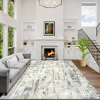 6x9 Area Rugs for Living Room: Washable Abstract Grey Brown Badroom Carpet | by GENTDRIZZ