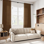 Tobacco Brown Linen Curtains 120 Inch Extra Long - Image 5