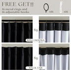 Black Pinch Pleated Full Blackout Linen 80 Inch Window Curtains 2 Panels | 100% - Image 6