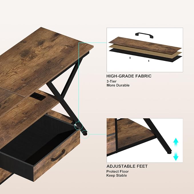 Simoretus TV Stand with Power Outlet and LED Lights, Fits TVs up to 65” - Image 7