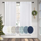 White Linen Curtains 63 Inch Length by Pitalk