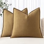 MIULEE Decorative Linen Euro Sham Pillow Covers 26x26 Mustard Yellow | Boho by MIULEE