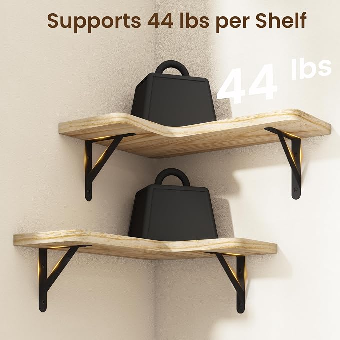 Venusmiles Corner Floating Shelves Set of 4, Wall Mounted L-Shaped Storage - Image 5
