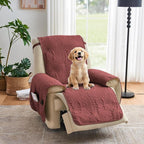 Red Quilted Recliner Chair Covers, Waterproof Recliner Chair Covers, Lazy Boy by Pamhaven