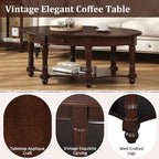 Merax 45" Vintage Oval Rubber Wood Coffee Table - Image 4