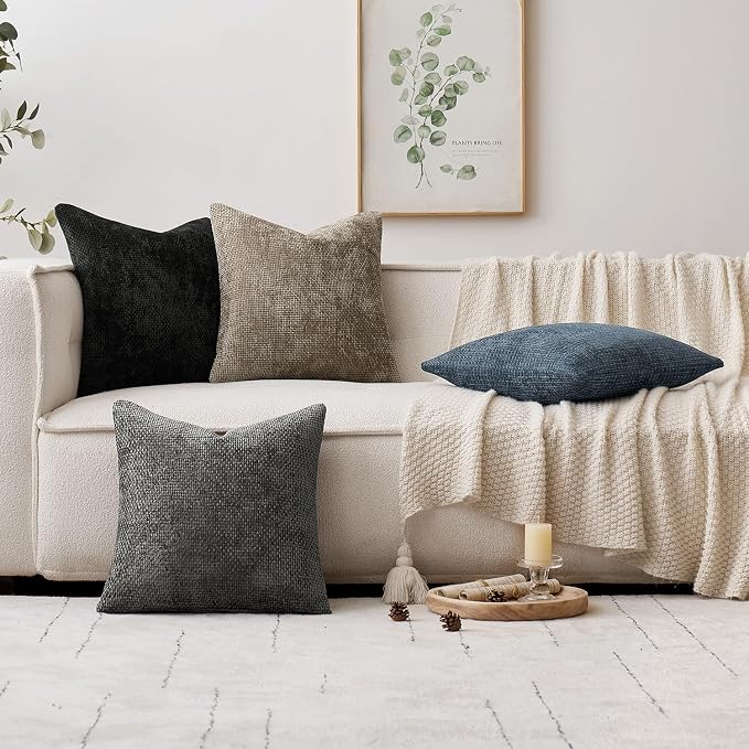 MIULEE Decorative Couch Throw Pillow Covers 16x16 Inch Navy Blue 2 Pack | - Image 3