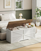 CHOEZON Storage Chest, 47.2" Wooden Storage Trunk, Modern Storage Bench - Image 2