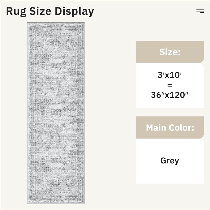 Soalmost Washable Hallway Runner Rug 3x10 Kitchen Entry Rugs Non-Slip, Foldable - Image 5