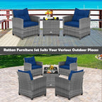 Tangkula 3 Pieces Patio Furniture Set, Outdoor PE Rattan Conversation Chair Set - Image 5