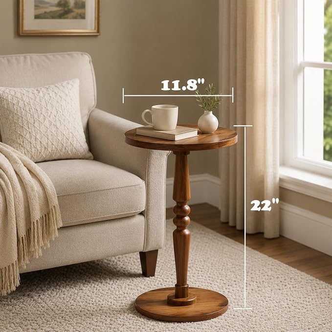 Small Wooden Round Side Table - Image 3