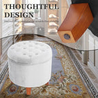 HomePop by Kinfine Fabric Upholstered Round Storage Ottoman - Image 4