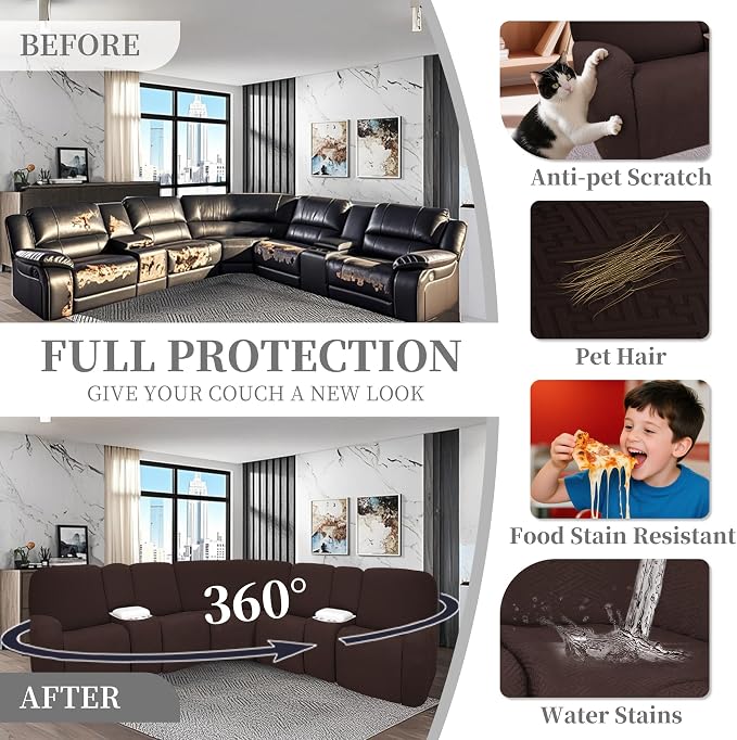 100% Waterproof Sectional Recliner Couch Covers - Image 6