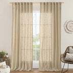 Natural Linen Curtains 108 Inch by LAMIT