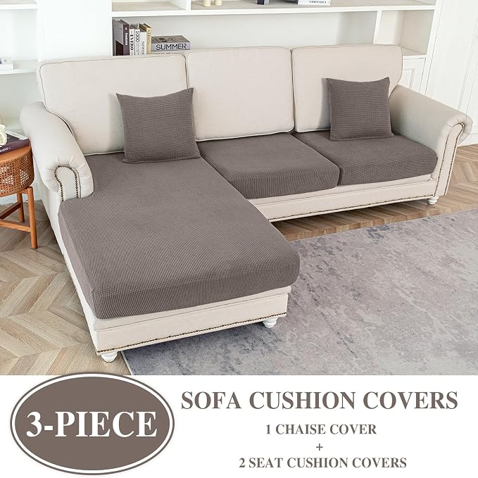 LA MEACK Couch Cushion Covers for Sectional Sofa L Shape Washable Separate Seat - Image 2