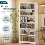 TVU 6-Tier Wooden Bookshelf, 77.2" Tall Farmhouse Style Open Bookcase, 31.5" W - Image 5