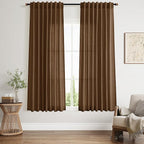 Tobacco Brown Linen Curtains 63 Inches Long 2 Panels by Nanspring