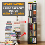 SpaceAid 6 Tier Rotating Bookshelf Tower, Bamboo Spinning Book Shelf, Revolving - Image 3