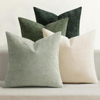 MIULEE Soft Decorative Chenille Pillow Covers Green 18x18 Pack of 4 | Nordic by MIULEE