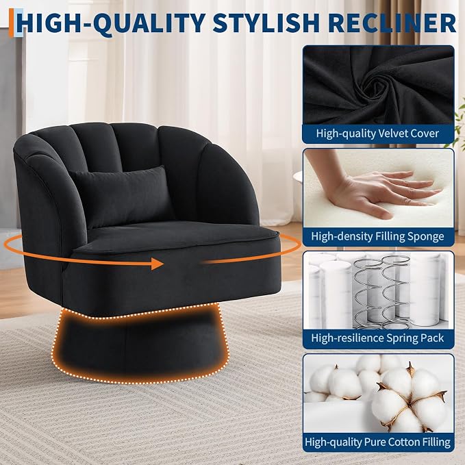 Garvee Ultra-Plush Swivel Accent Chair, 360° Barrel Lounge Chair - Image 5
