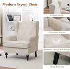 Accent Chair Set of 2, Mid Century Modern Fabric Wingback Chair, Upholstered - Image 5