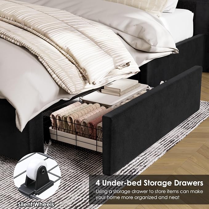 King Size Bed Frame 54" Tall Headboard - Image 4