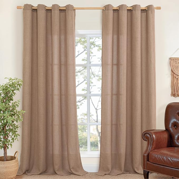 YoungsTex Linen Curtains 90 Inch Length, Light Filtering Drapes by YoungsTex