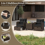 Tangkula 5 Pieces Patio Conversation Set, PE Wicker Rattan Outdoor Furniture Set - Image 7