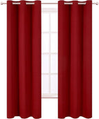 Red Thermal Blackout Curtains/38 x 84 Inch/Set of 2 Panels Room Darkening - Image 2