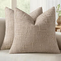 MIULEE Chenille Textured Throw Pillow Covers Oatmeal 20x20 Set of 2 | Slubby by MIULEE