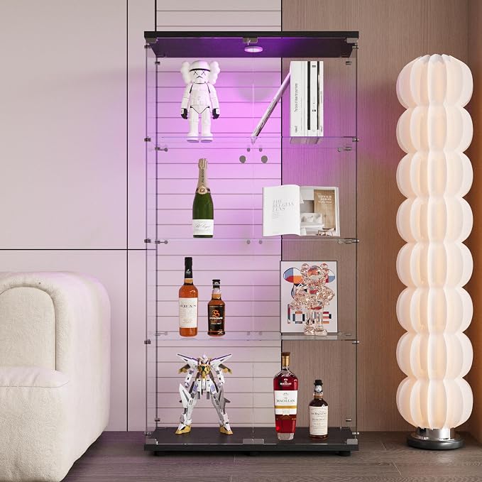FLYMUHJIA 4-Shelf Tempered Glass Display Cabinet - Image 3