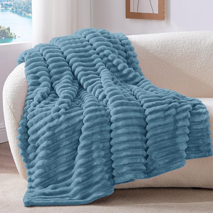 BEDELITE Ribbed Fleece Throw Blanket - Image 2