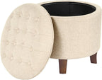 HomePop by Kinfine Fabric Upholstered Round Storage Ottoman by HomePop