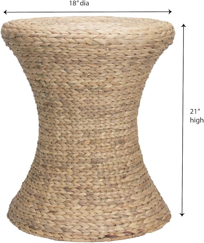 Household Essentials Handwoven Water Hyacinth Wicker Stool - Image 4