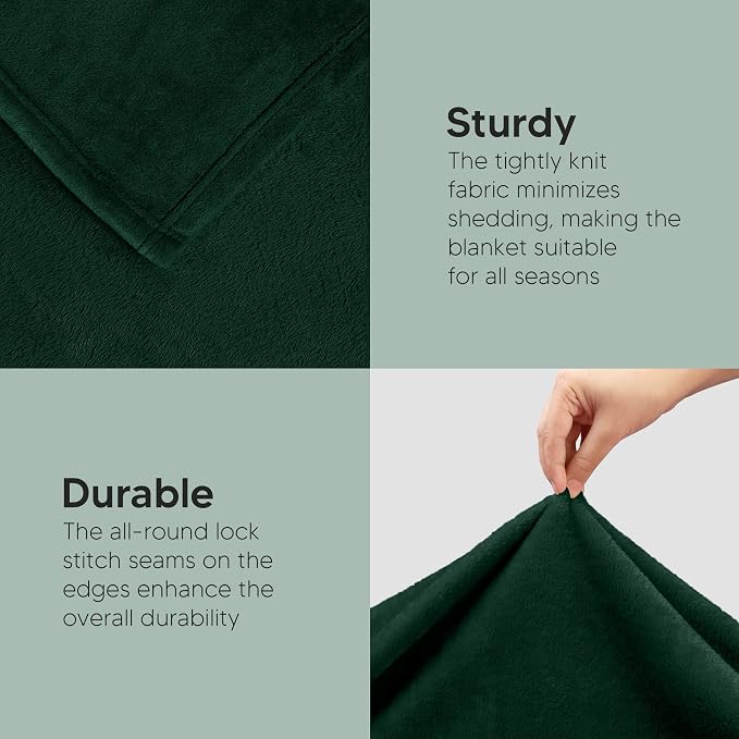 Utopia Bedding Soft Fleece Bed Blanket Twin Size Forest Green | Microfiber - Image 7