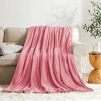 KMUSET Fleece Blanket Salmon Pink Lightweight Super Soft Cozy Fuzzy Bed - Image 3