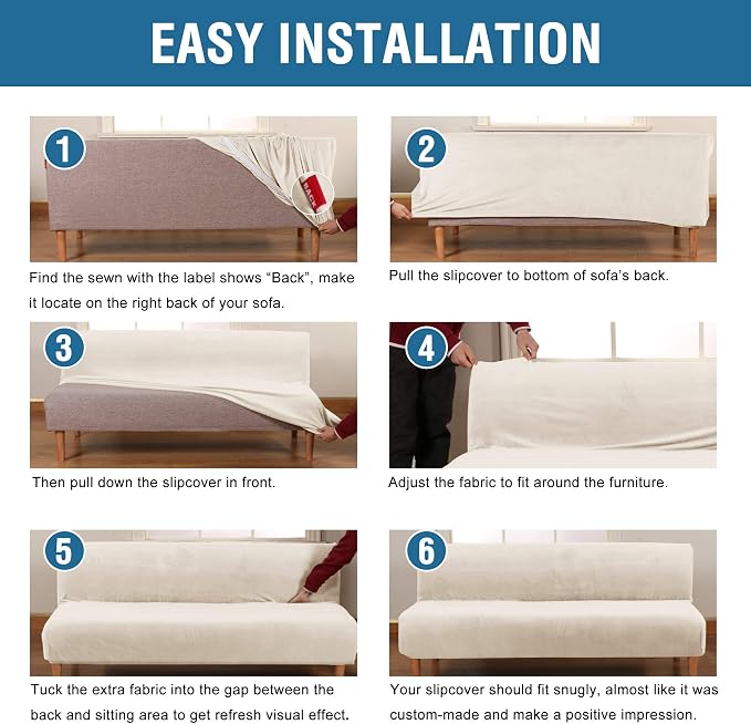 H.VERSAILTEX Real Futon Cover Armless Sofa Covers Sofa Bed Covers Stretch Futon - Image 6