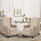 Wingback Recliner Chair with Massage and Heat, Tufted Fabric Push Back Recliner by Consofa