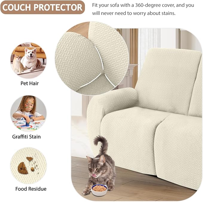 ALIECOM 100% Waterproof Recliner Sectional Couch Covers L Shape Stretch Corner - Image 6