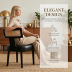 HNY Mid Century Modern Rattan Dining Chairs Set of 2, Farmhouse PU Leather - Image 5