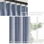 Pinch Pleated Linen Greyish Blue Sheer Curtains 84 Inches Long - Image 3