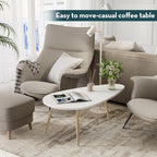 SAYGOER Modern Coffee Table White Oval Coffee Tables - Image 6