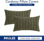 MIULEE Lumbar Corduroy Decorative Throw Pillow Covers 12x20 Olive Green | Pack - Image 9