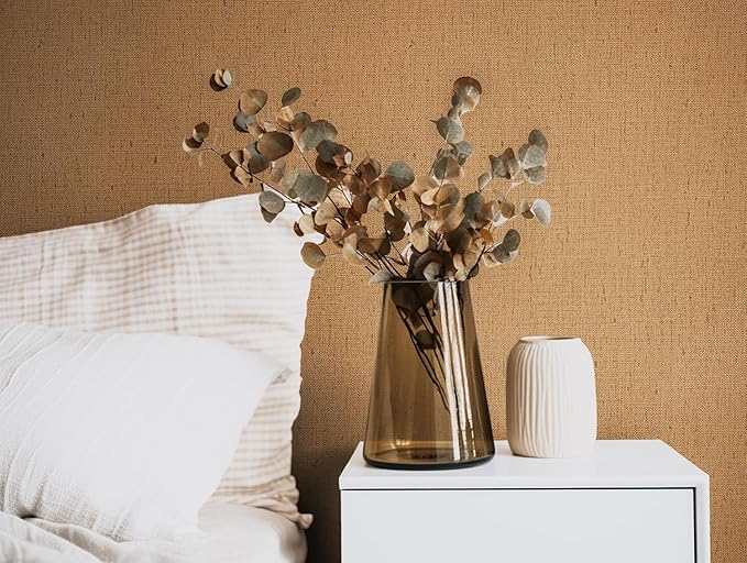 Brown Grasscloth Wallpaper Peel and Stick 393.7" Textured Brown Contact Paper - Image 3