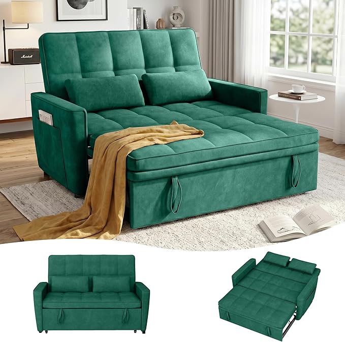 54'' Sleeper Sofa Bed, Convertible Pull Out Couch Futon by tiramisubest