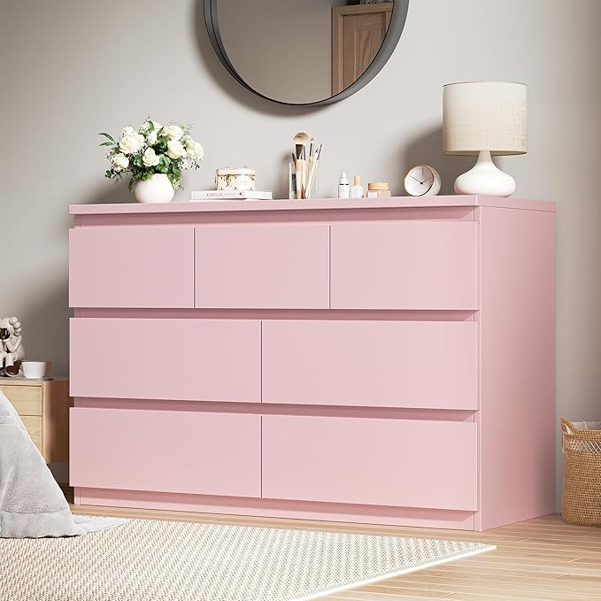 Jocoevol Modern Pink 7 Drawer Dresser by JOCOEVOL