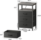 Huuger Nightstands Set of 2, 27.6 Inch End Tables - Image 8