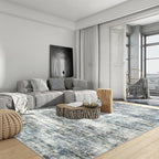 4x6 Area Rugs for Living Room: Washable Abstract Blue Multi Badroom Carpet | - Image 3