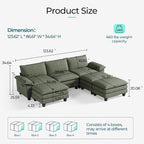LINSY HOME 123" Modular Sectional Sofa, 3-Seat Corduroy Modern Cloud Couch - Image 2