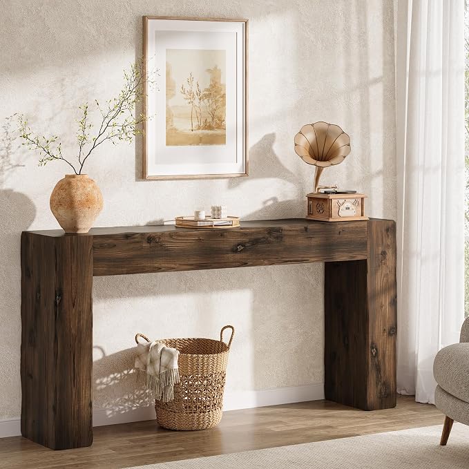 Solid Wood Console Table, 63-Inch Farmhouse Sofa Table Behind Couch - Image 7